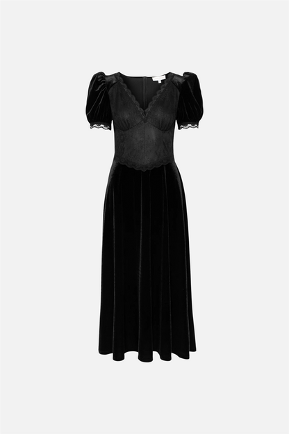 Francis Velvet Midi Dress Black Velvet