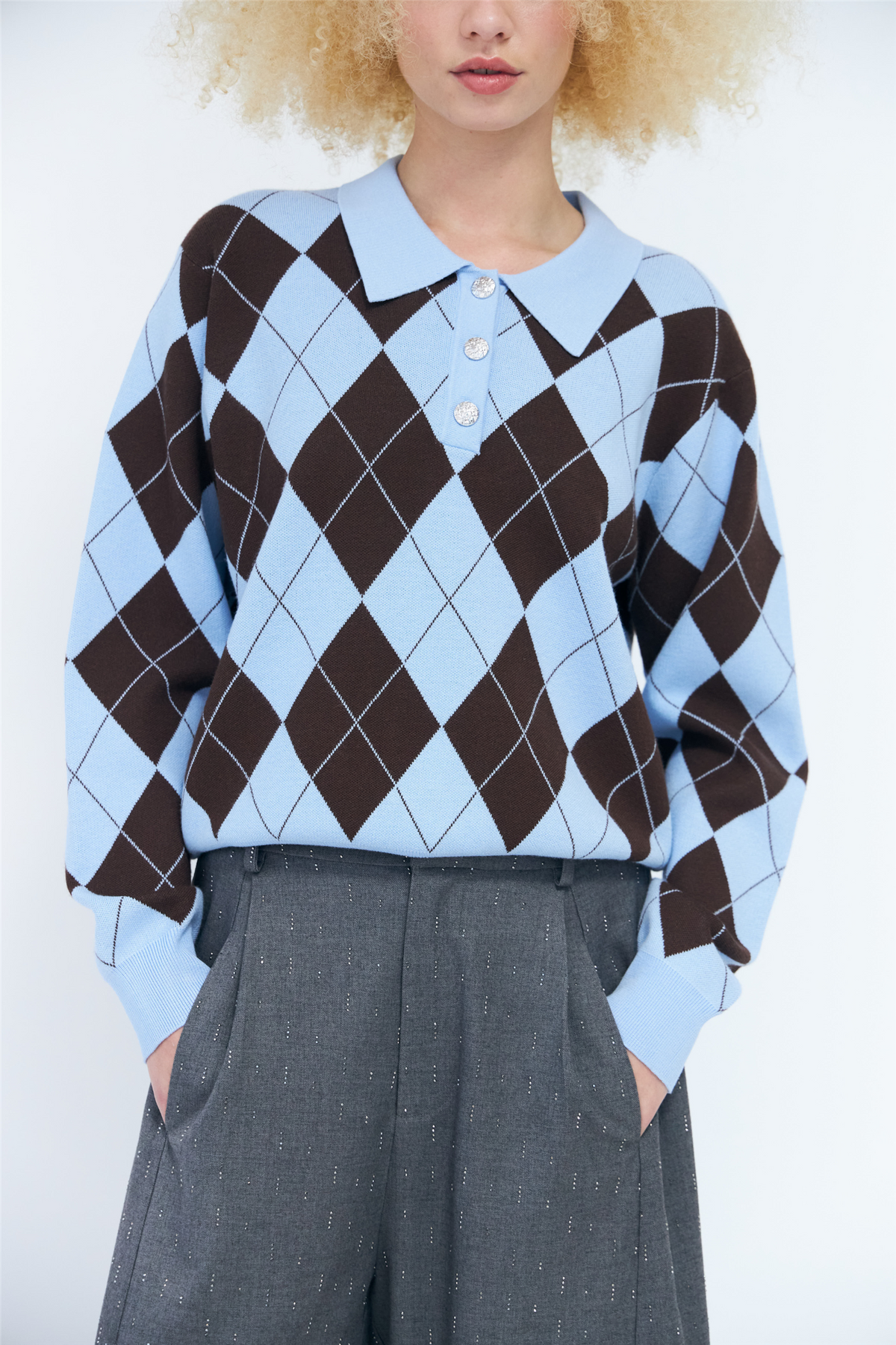 Lovemycras Pullover Blue Brown Checks.