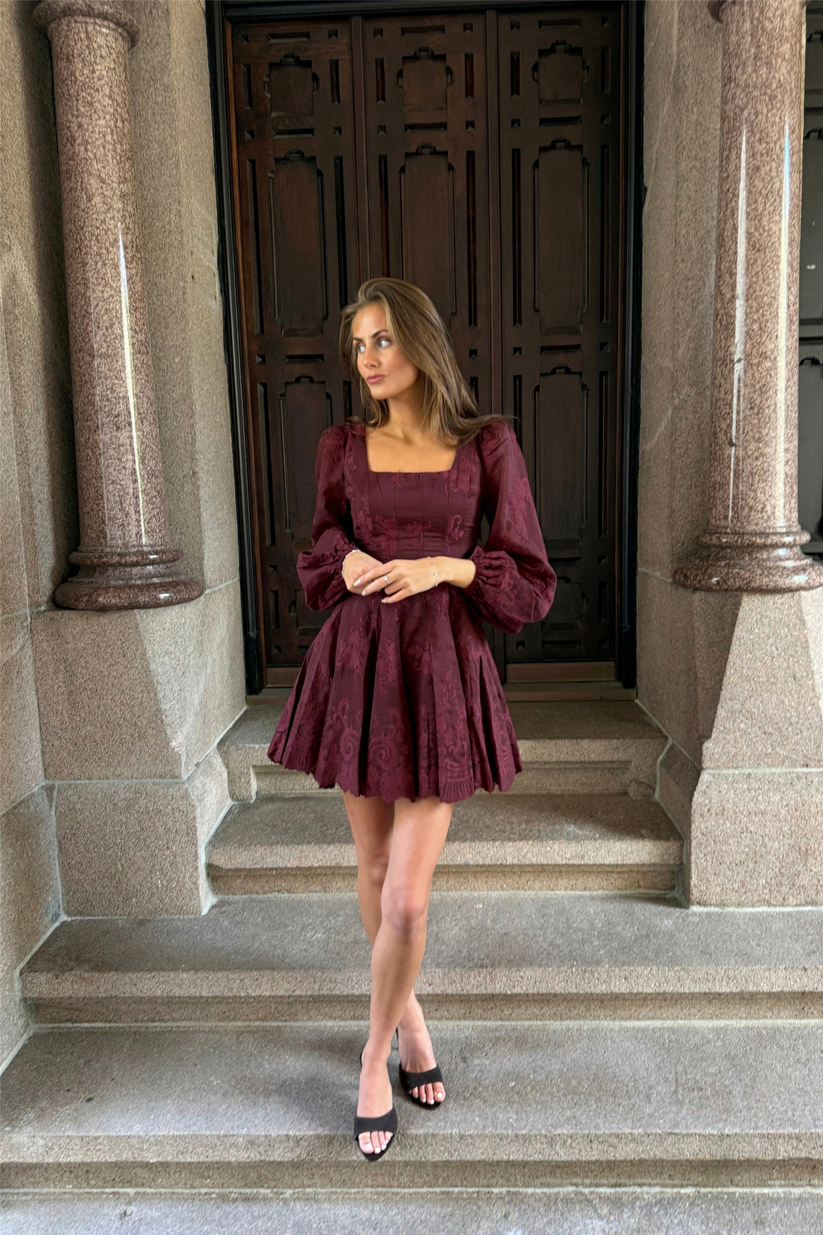 Sophie Lace Dress Bordeaux