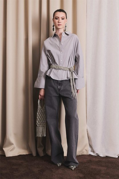 Atari Embellish Shirt Grey Stripe
