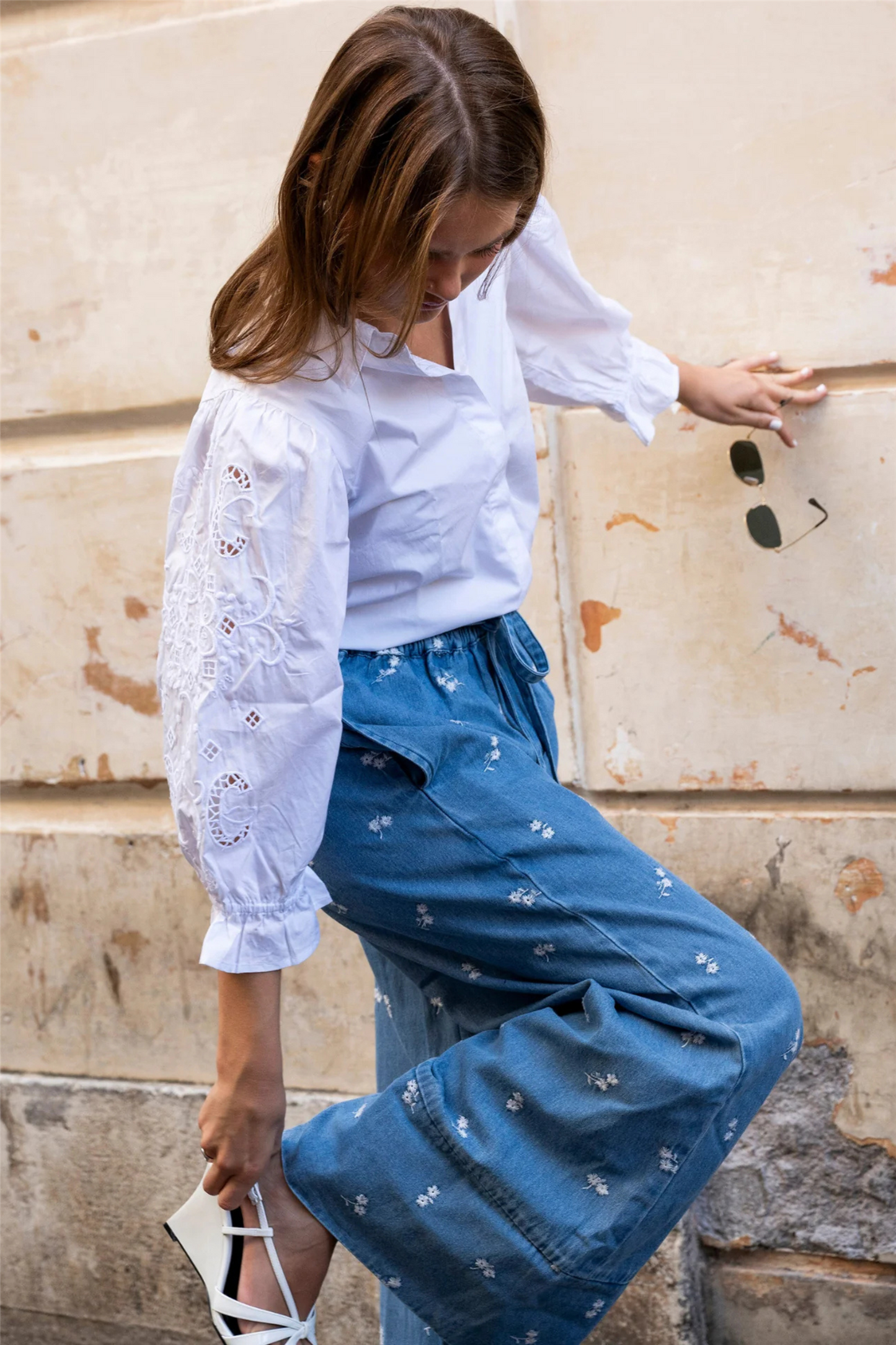 Amy Embroidered Shirt Sugar White Poplin