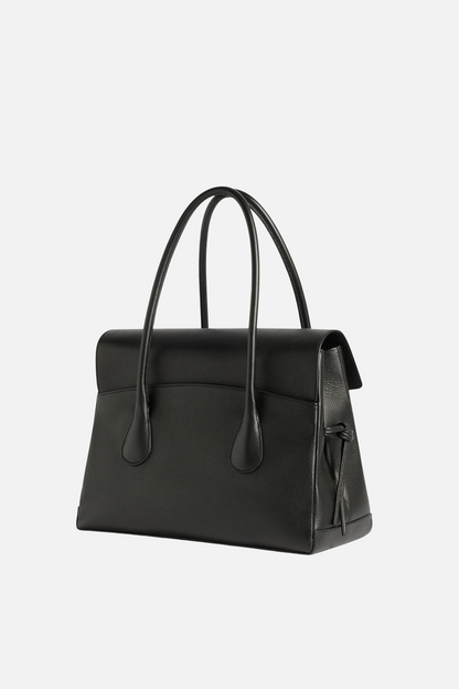 Lydia Tote Bag Grained Leather Black.