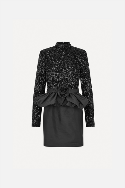 Ls Mini Peplum Dress Black.