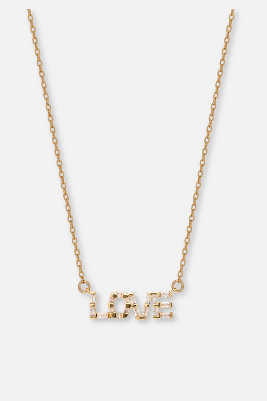 LOVE Baguette Necklace Gold