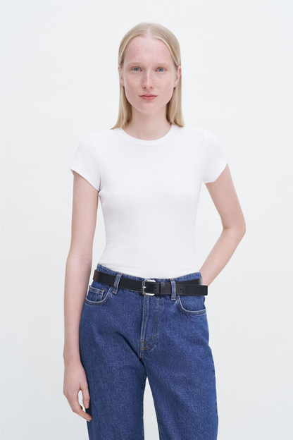 Fine rib tee White