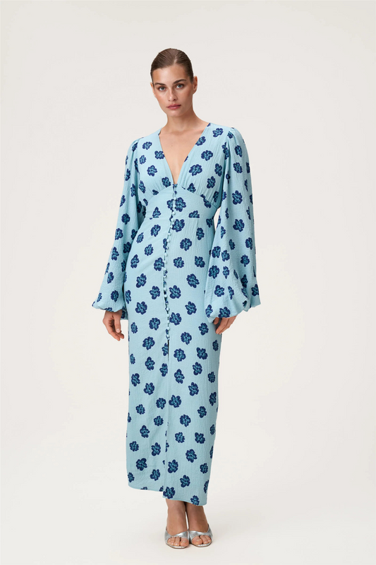 Positano Dress Turquoise Flower.