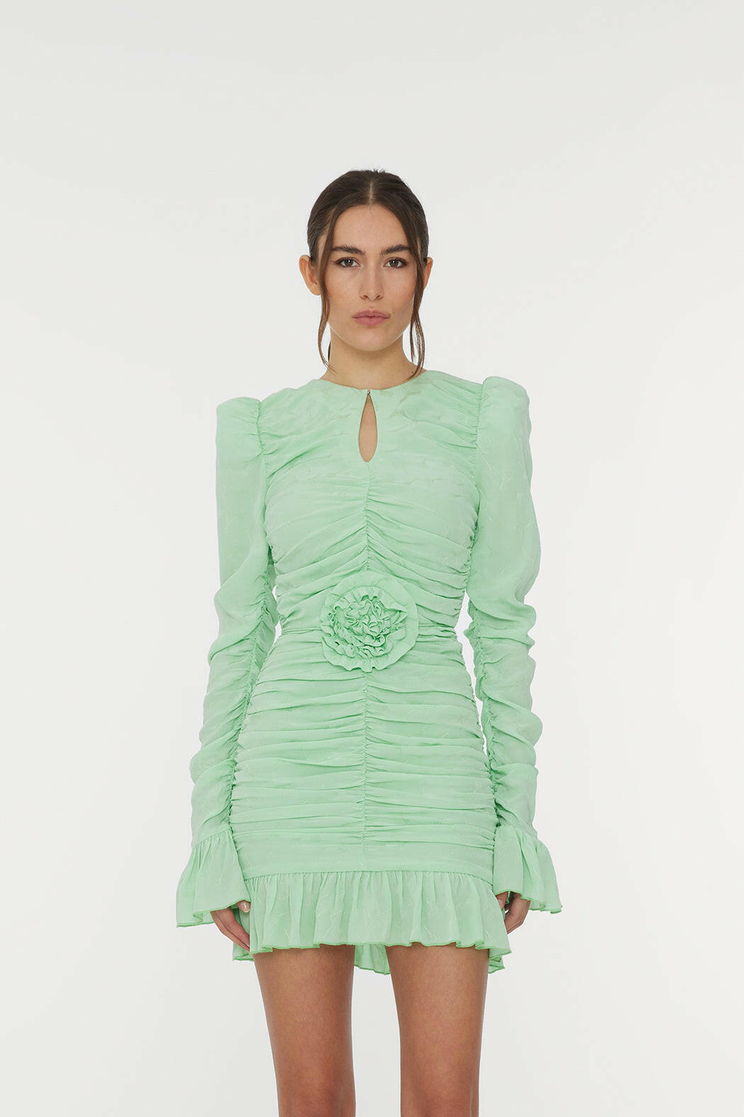 Mini Rose Belt Dress Fennel Flower + Grayed Jade.