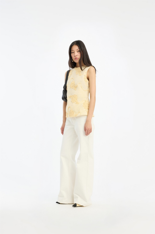 Flower Sleeveless Top Italian Straw