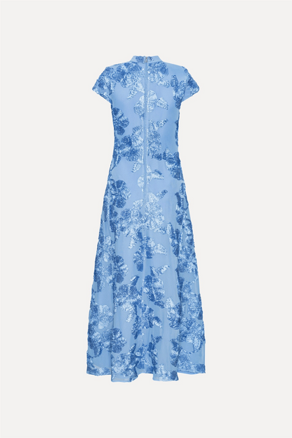 Mesh Capsleeve Maxi Dress Hydrangea (Blue)