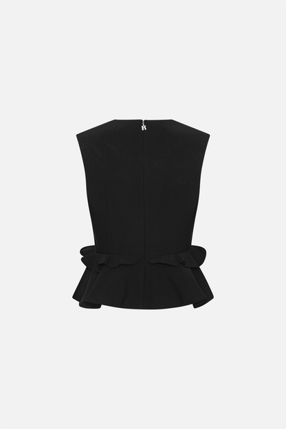 V-Neck Flower Top Black.