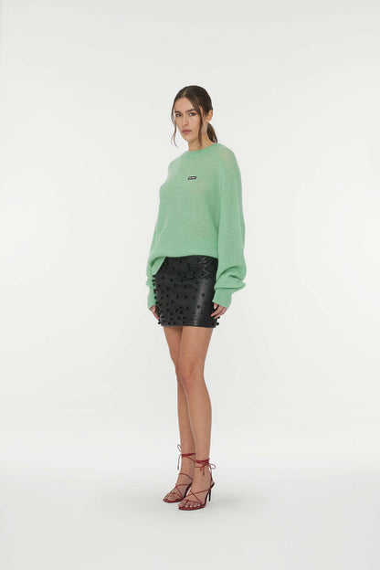 Light Knit Logo Sweater Grayed Jade.