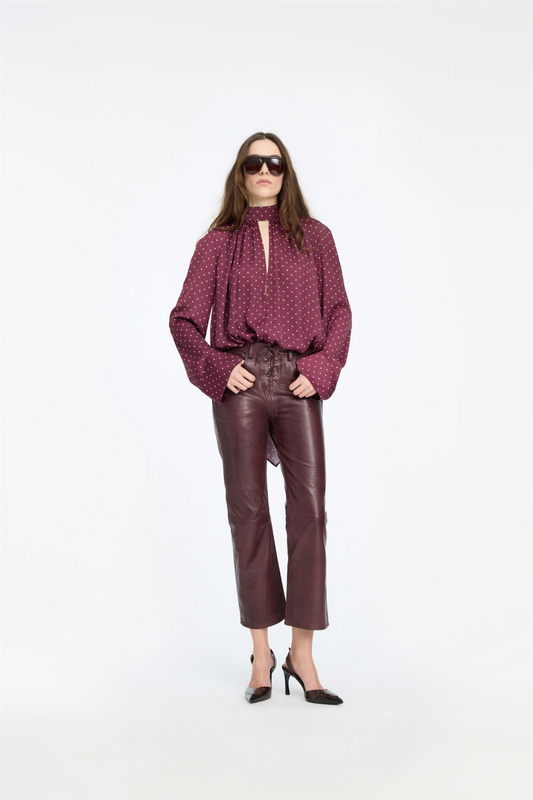 Dot Satin Bow Shirt Winetasting Comb..