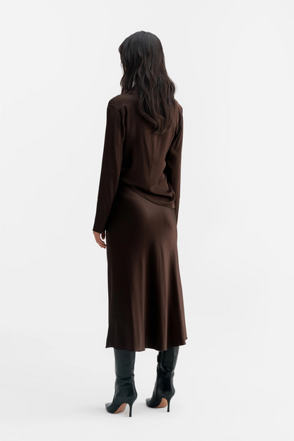 Ayumi Silk Blouse Dark Brown