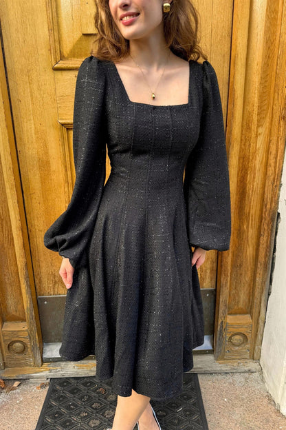 Sophie Tweed Dress Extra (15 cm) Black