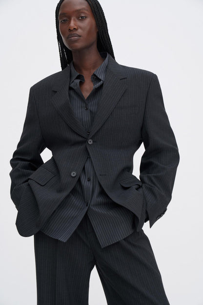 Hourglass Pinstripe Blazer Anthracite Melange