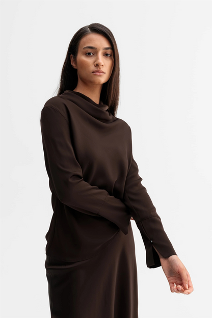 Ayumi Silk Blouse Dark Brown