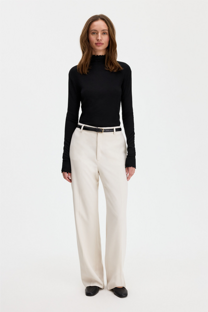 Rib mock neck top Black