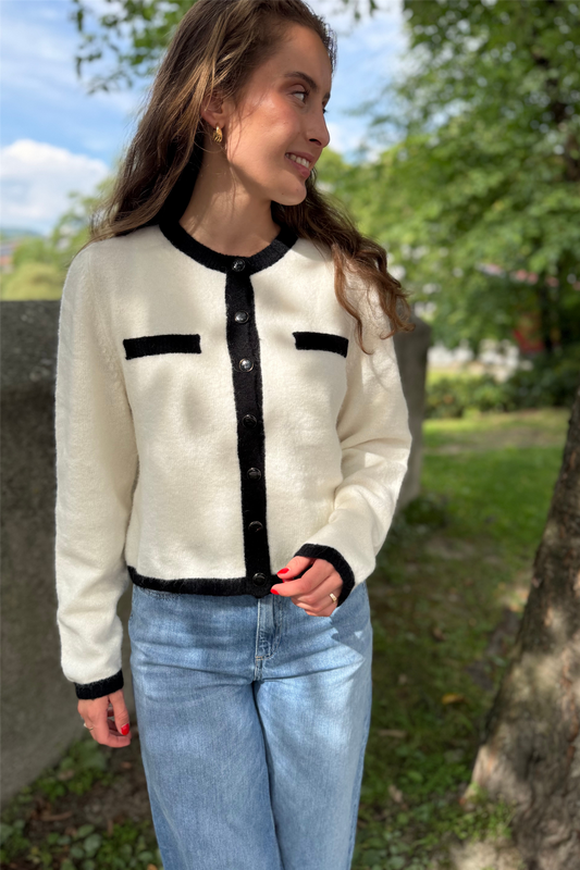 GZalpha ls contrast cardigan Hvit
