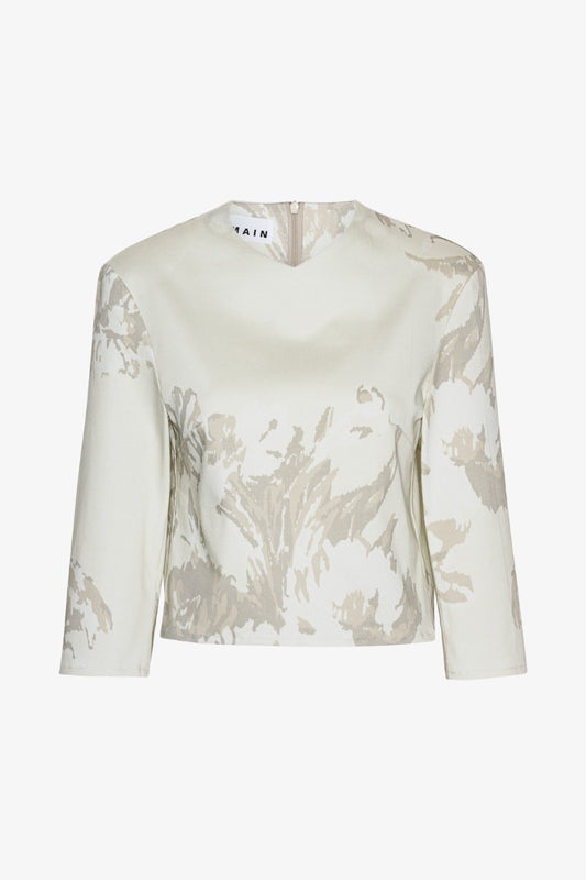 Floral Cropped Top Flower Jacquard + Almond Milk Comb.