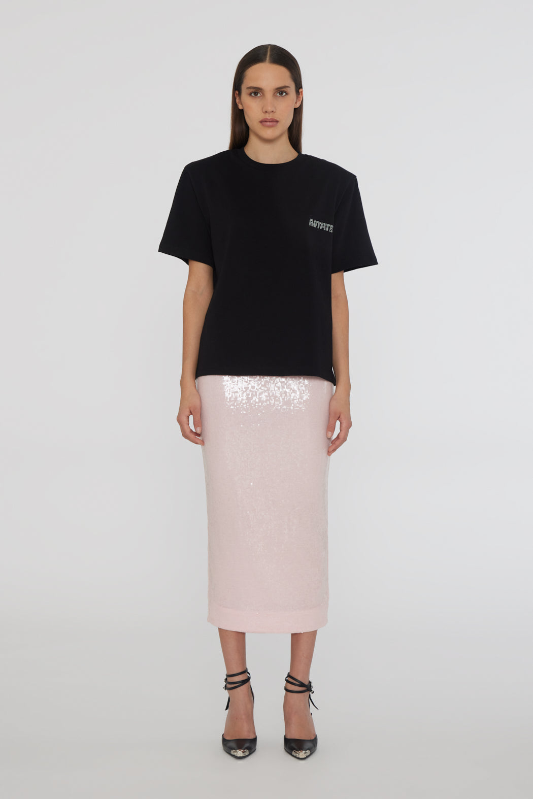 Sequin Midi Pencil Skirt Orchid Pink