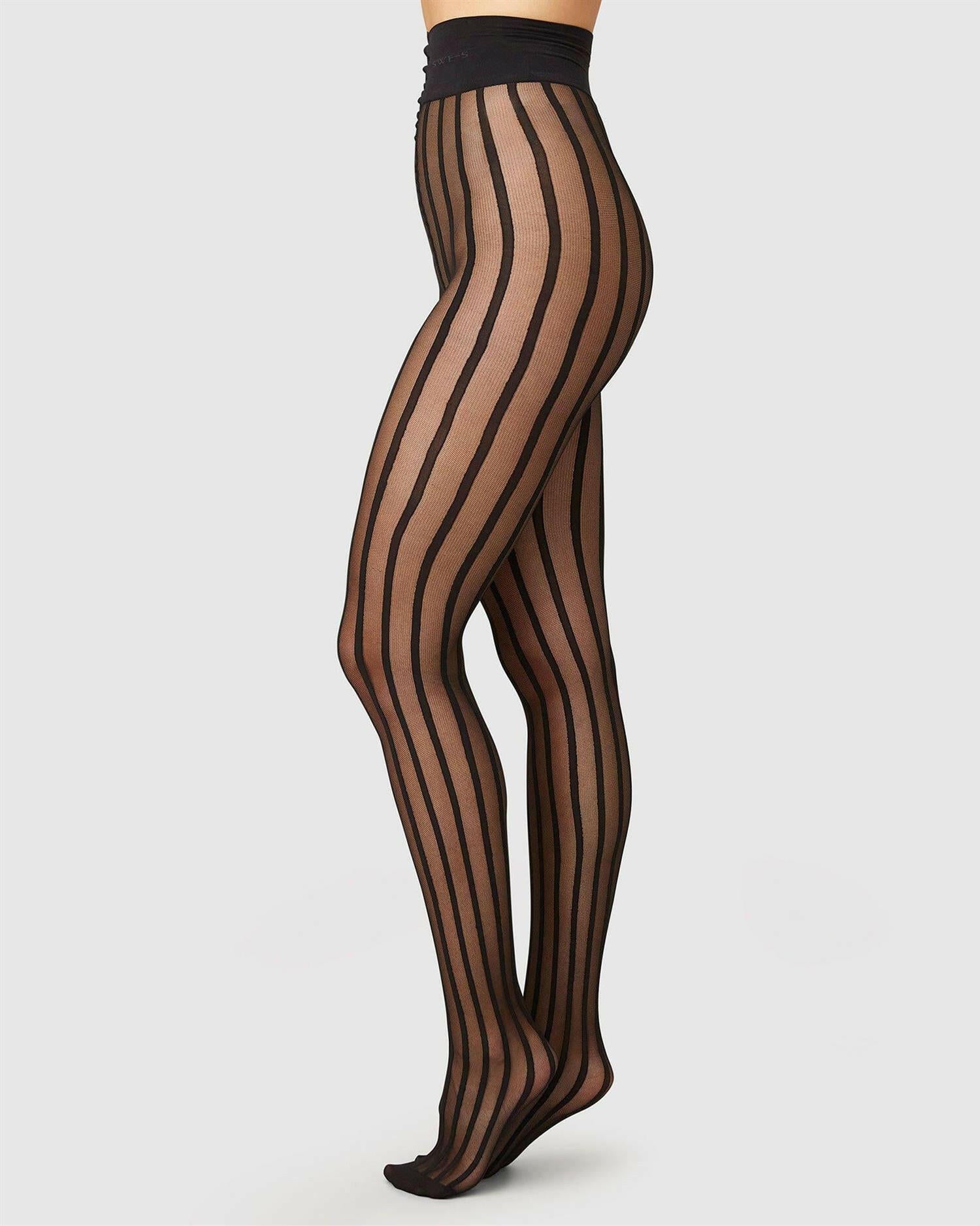 Siri Stripe Tights Black.