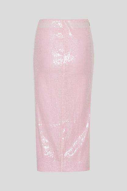 Sequin Midi Pencil Skirt Orchid Pink