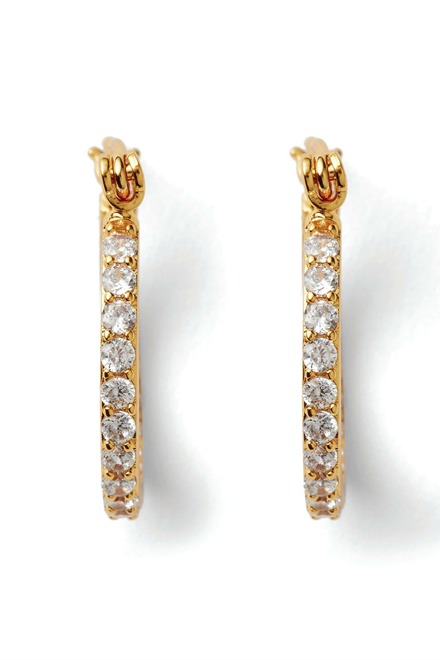 Pave Mini Hoops Gold.