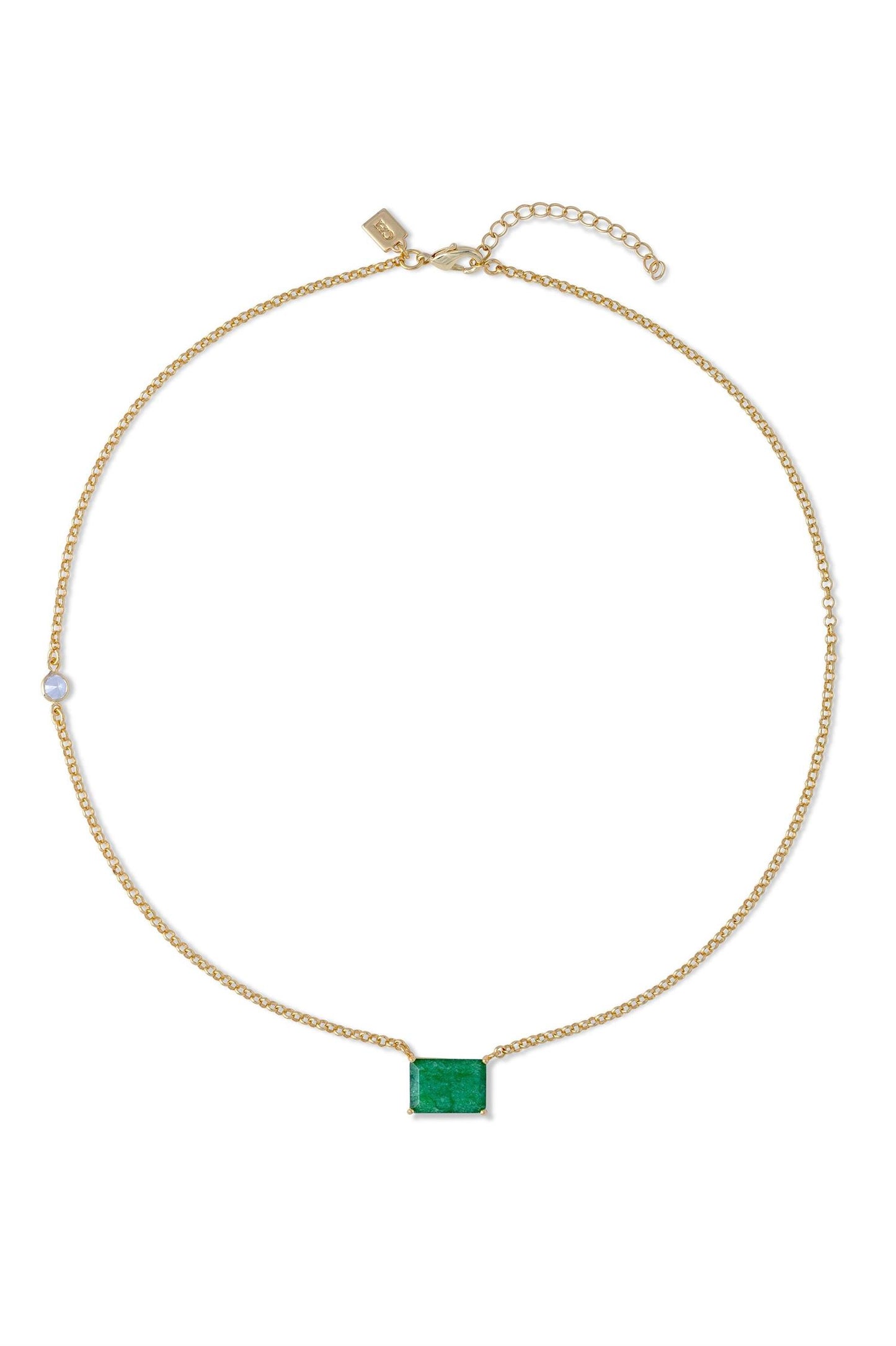 Green Quartz Baguette necklace Gold