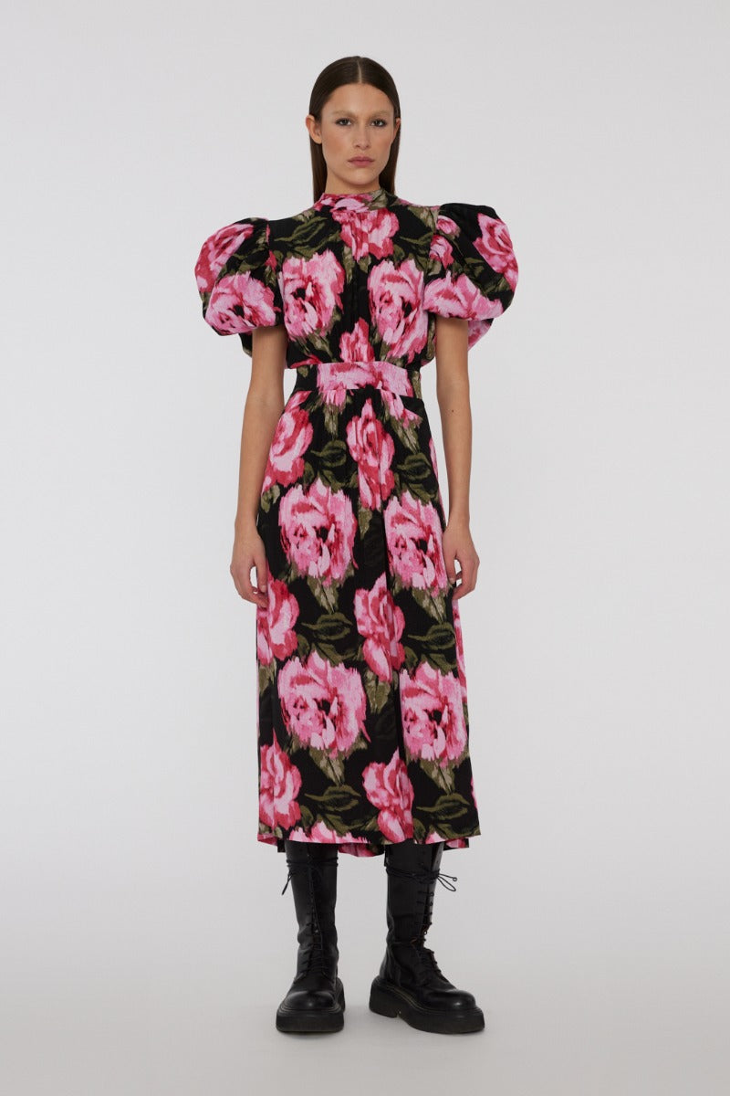 Jacquard Bell Maxi Dress Lilac Sachet