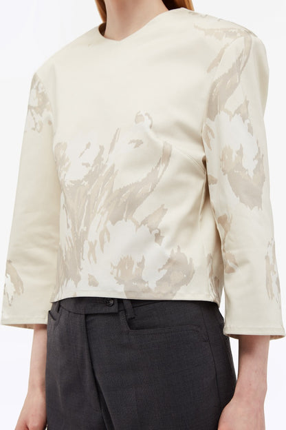 Floral Cropped Top Flower Jacquard + Almond Milk Comb.