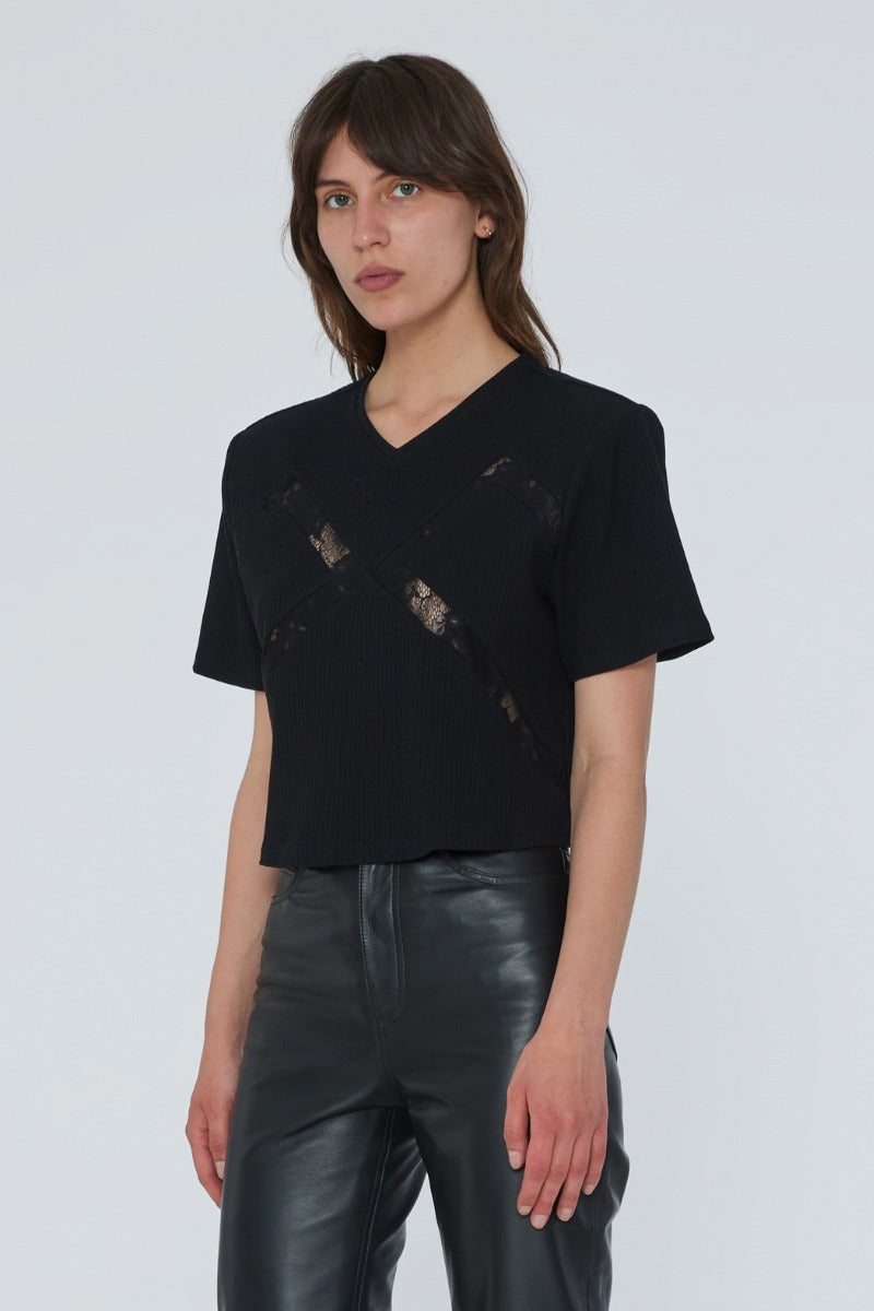 Lace Mix T-Shirt Black