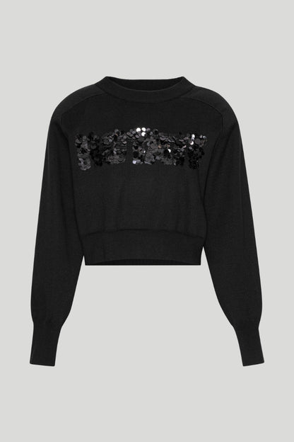 Sequin Logo Sweater Black