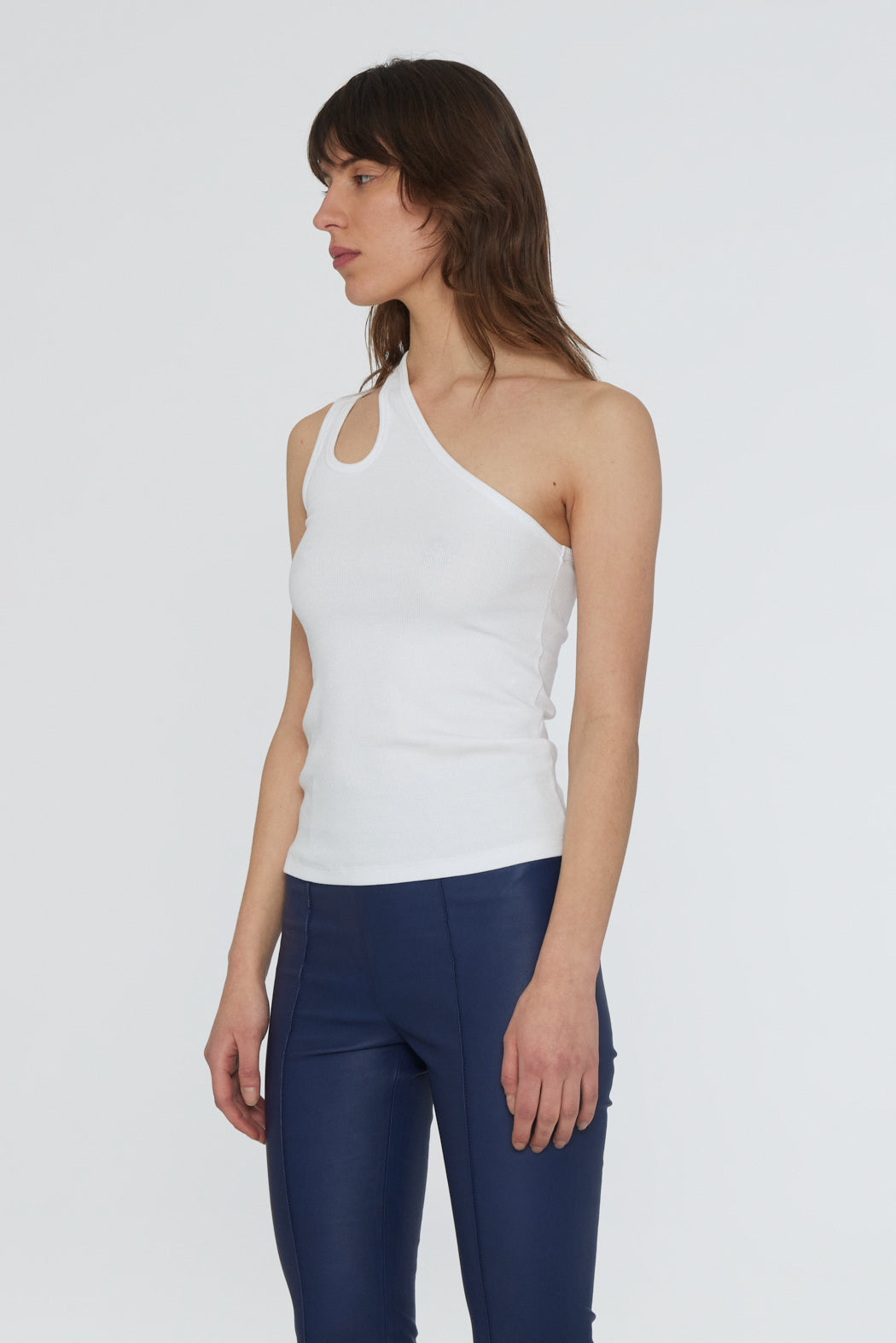 Jersey One-Shoulder Top Bright White
