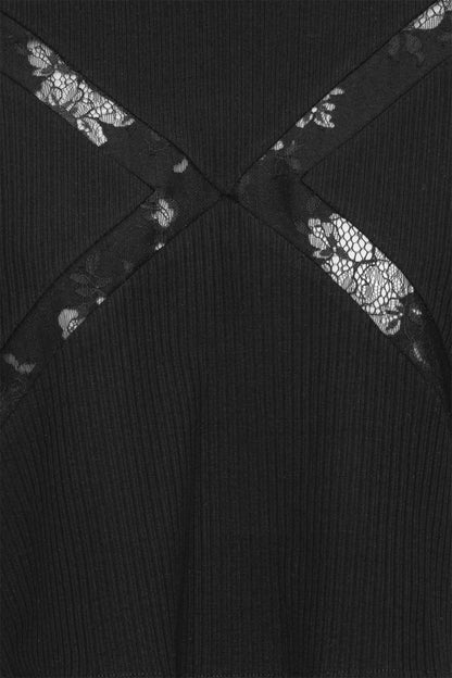 Lace Mix T-Shirt Black